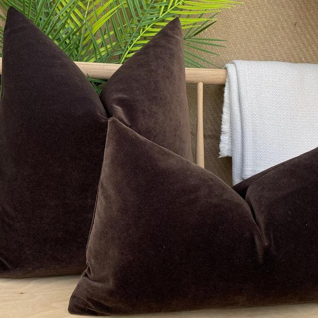 Dark Brown Velvet Pillow Cover, Soft Velvet Pillow Cushion, Brown Velvet Pillow Cushion, Matte Brown Velvet Pillow, Coffee Velvet Fabric
