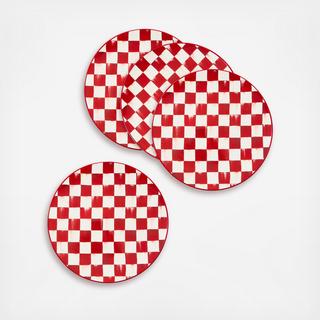 Cherry Check Stoneware Dinner Plate, Set of 4
