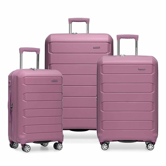 Traveler's Choice Pagosa Indestructible Hardshell Expandable Spinner Luggage, Mauve, 3 Piece Set