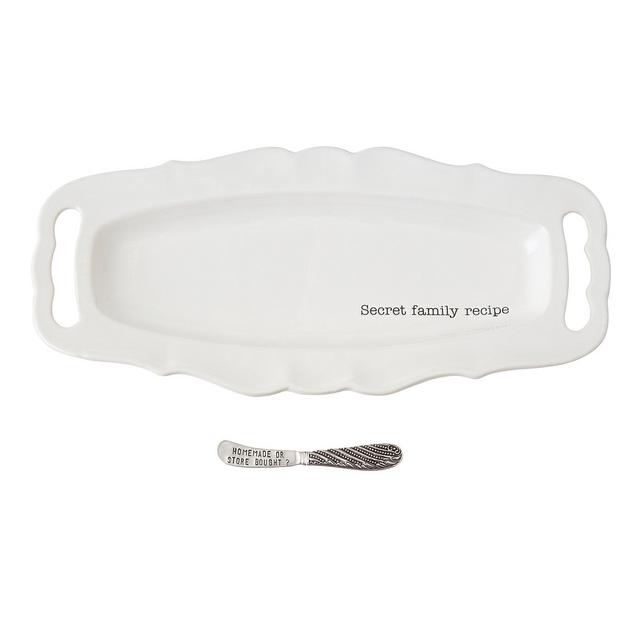 Mud PieSecret Family Recipe Scalloped Ceramic Platter & Spreader Set