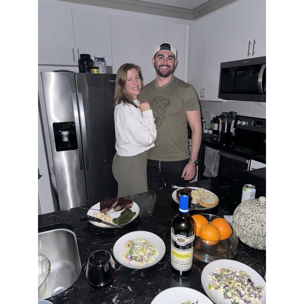 Cooking the Orchard's dinner in the new apartment! The power conveniently went out due to a storm right as we were done cooking, so we ate by phone light.