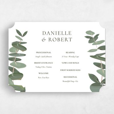 White Ticket Wedding Program - Bransford
