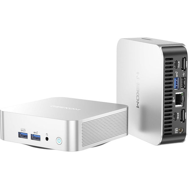 GEEKOM A6 Mini PC with AMD Ryzen 7 6800, 32GB DDR5 RAM (Upgradable, Not LPDDR), 1TB PCIe 4.0 NVMe SSD, Compact Aluminium Design Windows 11 Pro Desktop Computer with USB4/8K/Wi-Fi 6E/BT 5.2/SD Slot