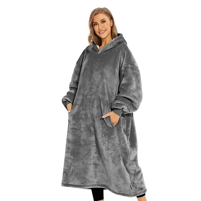 Venustas Wearable Blanket Hoodie, Oversized Sherpa Hooded Blanket Sweatshirt, Super Warm and Cozy Hoodie Blanket for Women Men Adults