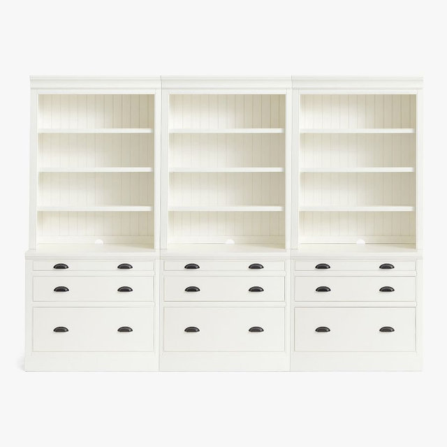 Aubrey Bookcase with Cabinets, Dutch White, 108"