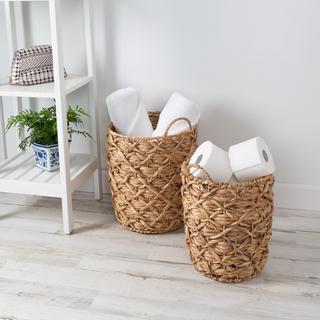 2-Piece Wicker Nesting Basket with Handle