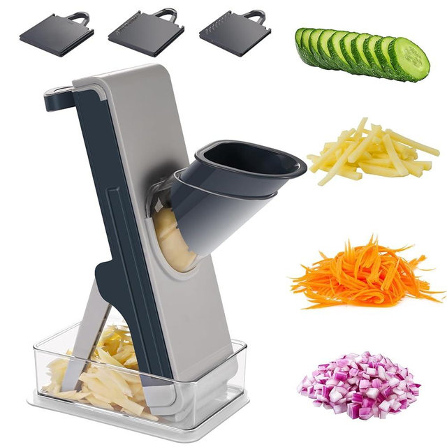 Safe mandoline slicer for kitchen, FEICO multifunctional vegetable cutter mandolin chopper for vegetable veggie potato
