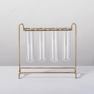 5pc Steel & Glass Plant Propagation Vase Set Gold/Clear - Hearth & Hand™ with Magnolia