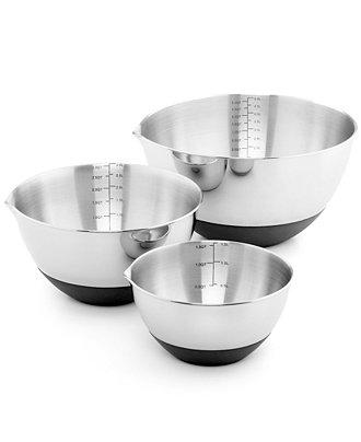 Martha Stewart Collection Set of 3 Non-Skid Mixing Bowls with Measurements, Only at Macy's