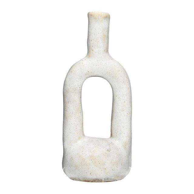 Creative Co-op Reactive Glaze White Stoneware Cutout Vase