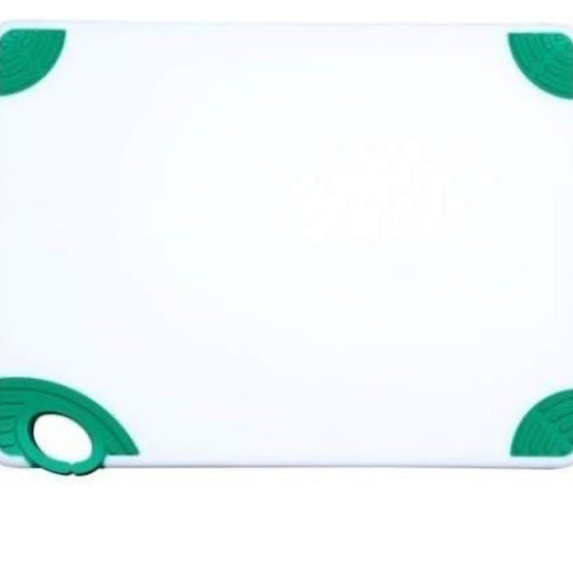 Winco CBN-1520GR, 15x20x1/2" Rectangular Cutting Board with Green Rubber Grip Hook, Plastic Chopping Board (Green)