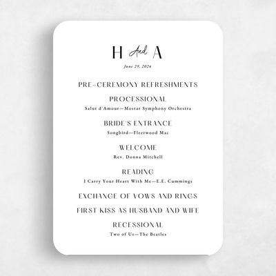 White Rounded Wedding Program - Milford