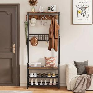 Benjam 27.56'' Wide Hall Tree with Bench and Shoe Storage - Brown