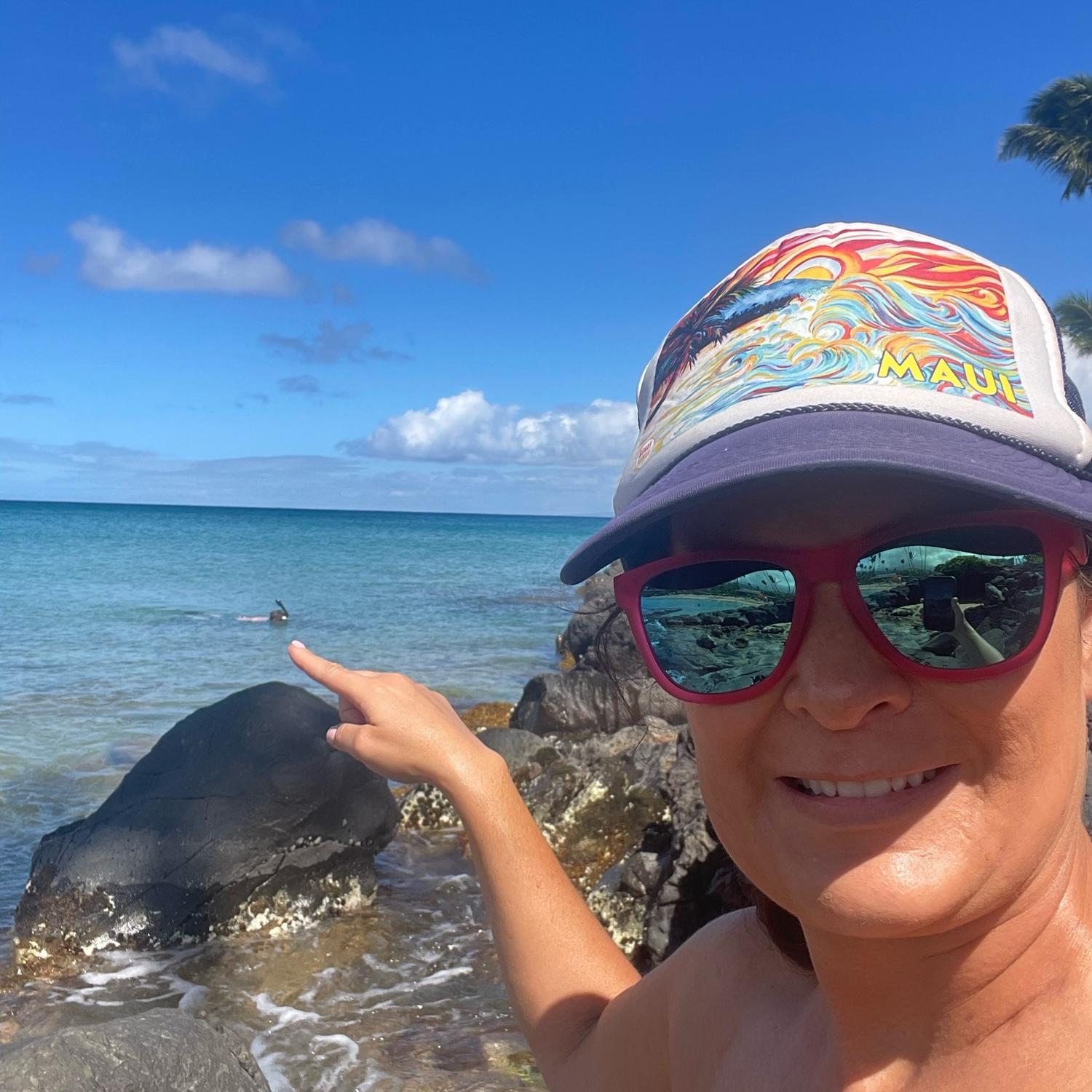 Justin is taking a morning snorkel. Napili, HI.