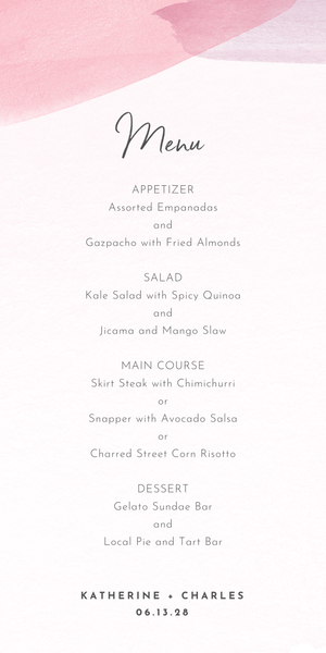 Riverside | Pink | Zola Wedding Menus