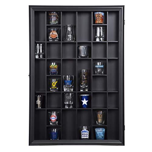 Gallery Solutions 18x26 Display Hinged Front, Black Shot Glass Case OD 17.8875X21.3125