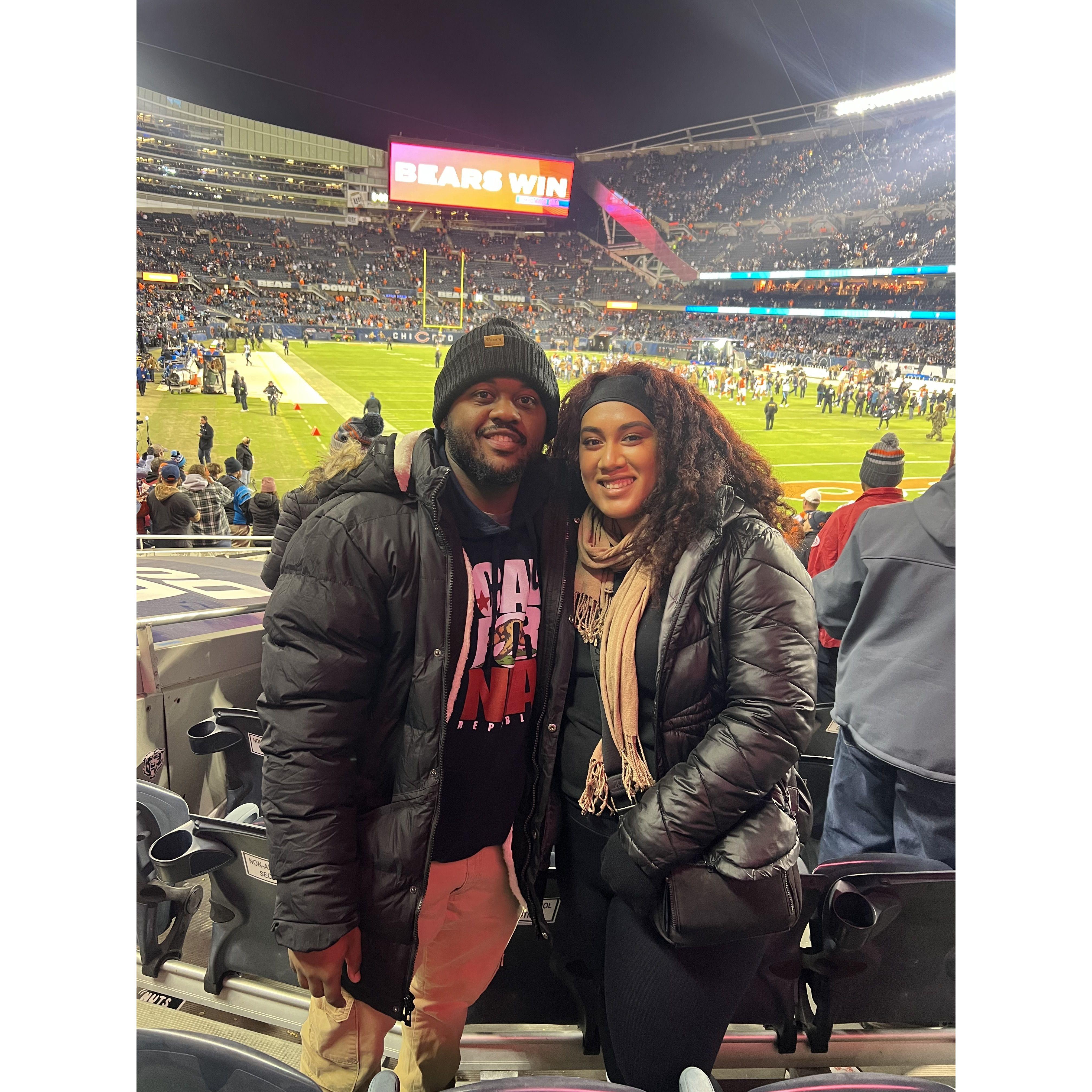 Our 2nd NFL game together in the Windy City (Chicago)!