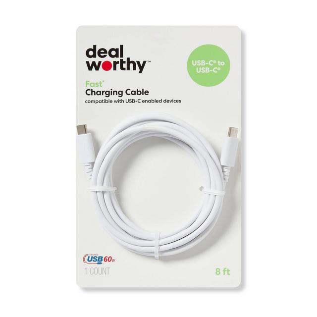8' USB-C to USB-C Charging Cable - dealworthy™ White