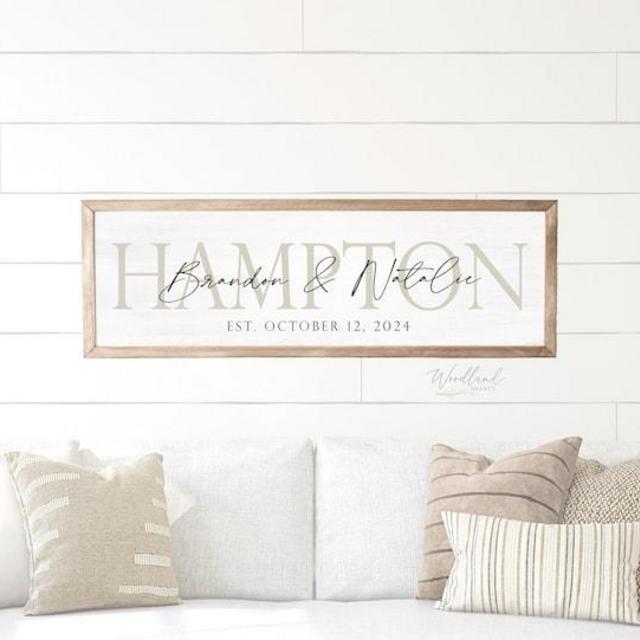 Personalized Last Name Sign with Names and Established Date, Wedding Gift, Wedding Prop Sign, Personalized Wedding Gift, Bridal Shower Gift