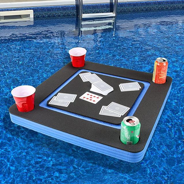 Polar Whale Blue & Black Color Floating Game or Card Table Tray for Pool or Beach Party Float Lounge