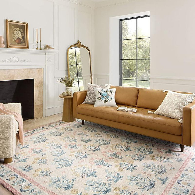 Rifle Paper Co. x Loloi Eden Collection EDE-01 Mughal Rose Blush 8'-6" x 11'-6" Area Rug feat. CloudPile