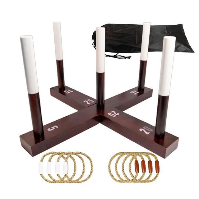 EMLRME Outdoor Yard Games, Ring Toss Games for Adults and Family, Wood Ring Toss Game for Backyard, Camping,Party