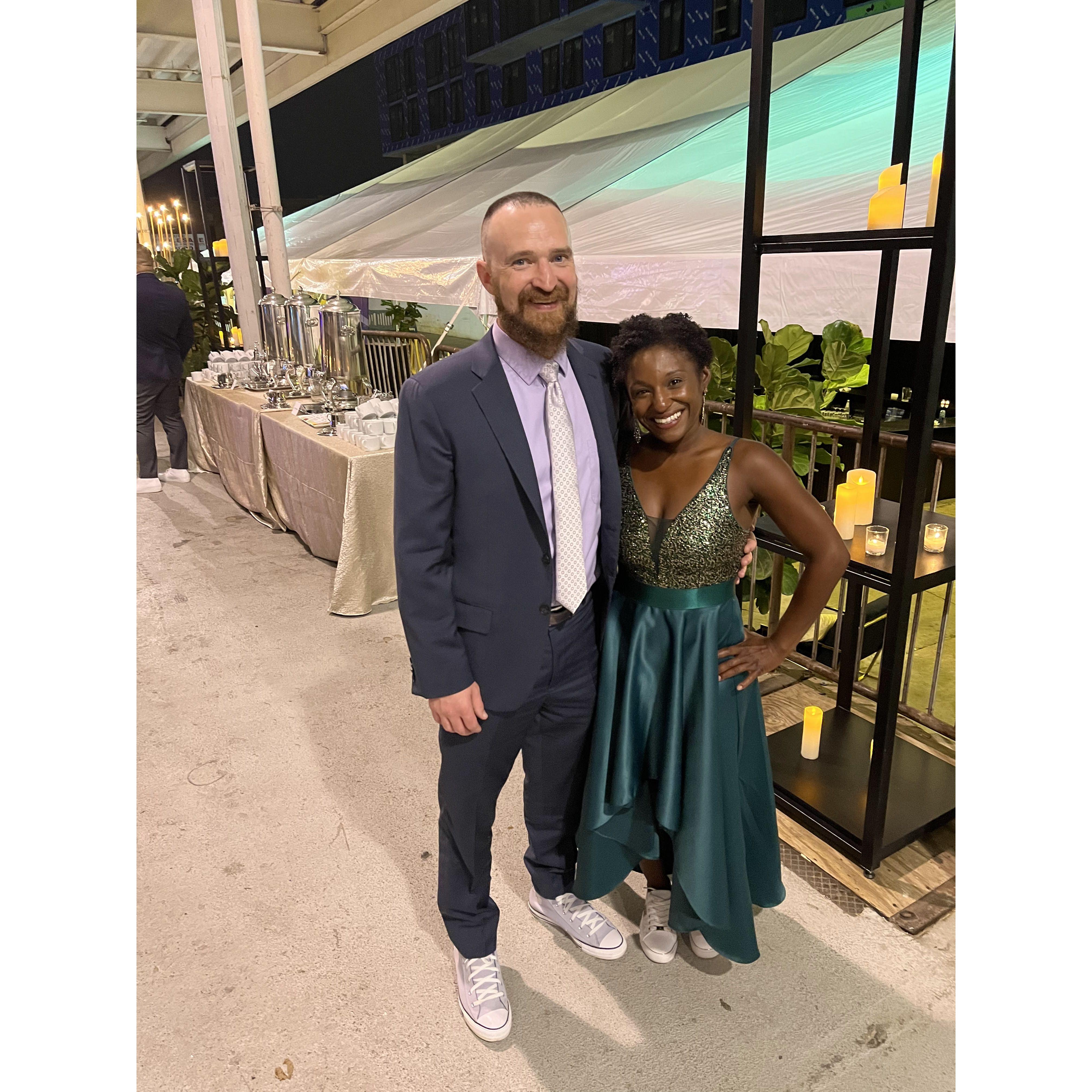 All dressed up for a charity gala.
