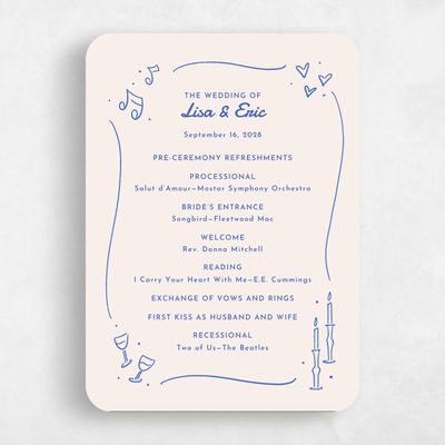 Blue Rounded Wedding Program - Aubrey