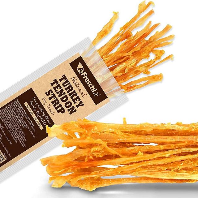 AFreschi Turkey Tendon Dog Treats, Premium All-Natural, Hypoallergenic, Dog Chew Treat, Easy to Digest, Alternative to Rawhide, Ingredient Sourced from USA (Large)