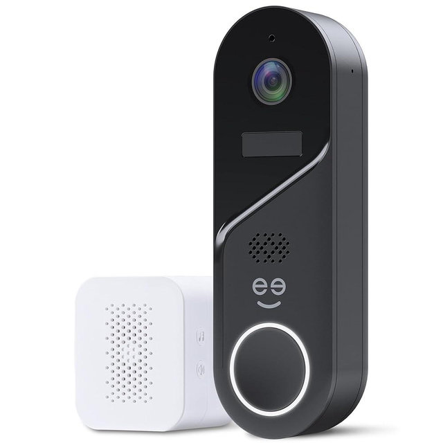 Geeni Halo 3MP Smart Video Doorbell Camera – Battery Powered or Hardwired Surveillance – Includes Plug-in Chime, 2K HD Video, 2-Way Audio, & Night Vision – Alexa & Google Assistant Compatible