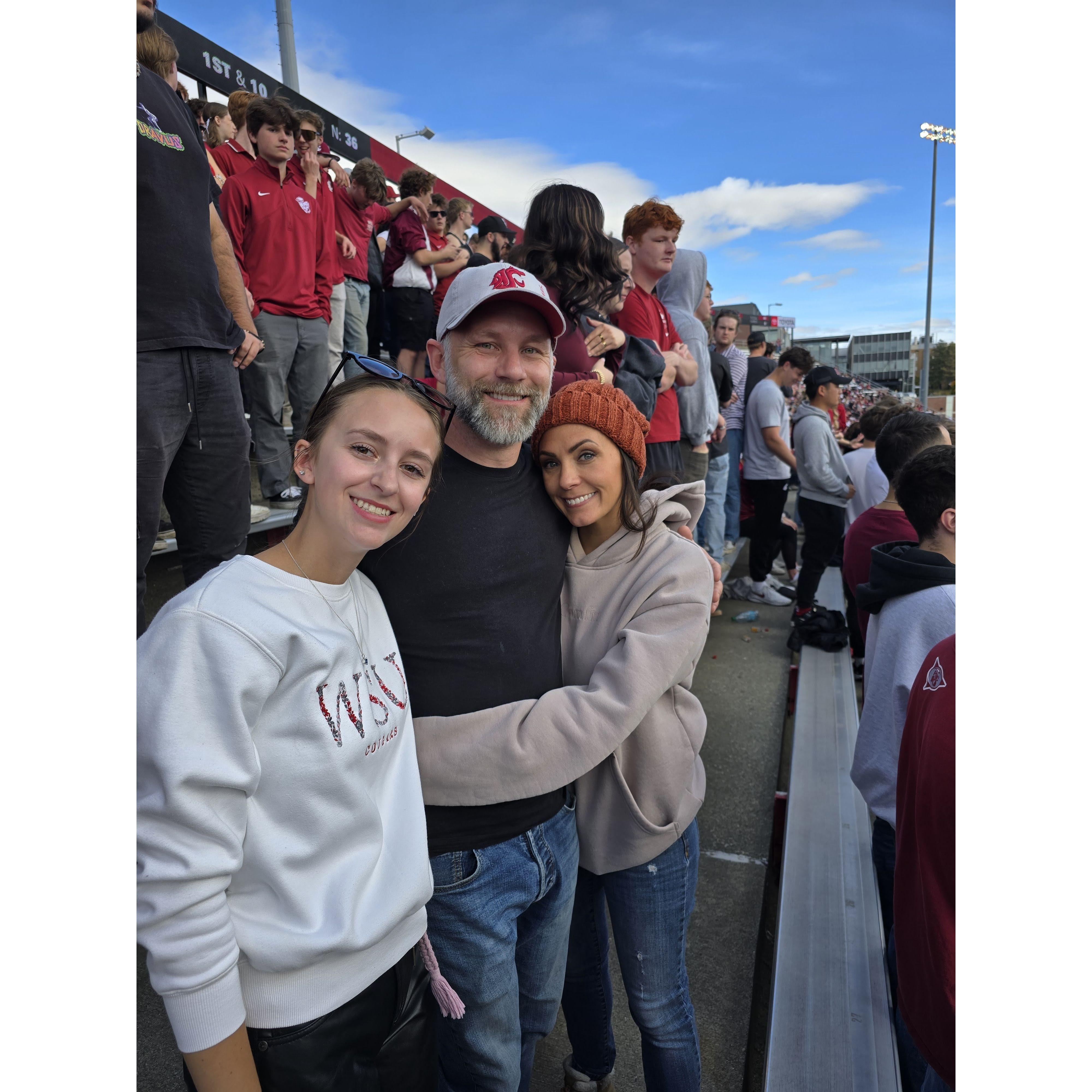 From camping to hot springs to concerts to adventures, we still get to enjoy game day with Mischa.  We enjoyed a WSU home game with our daughter.