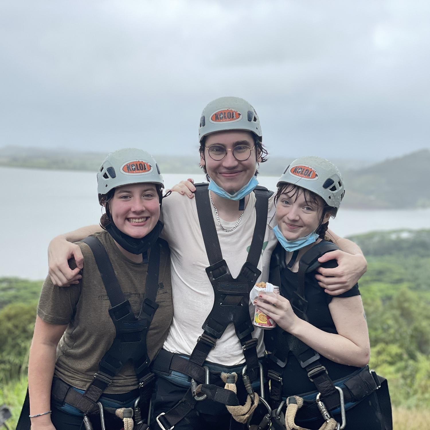 Ziplining in the pouring rain with Harps!