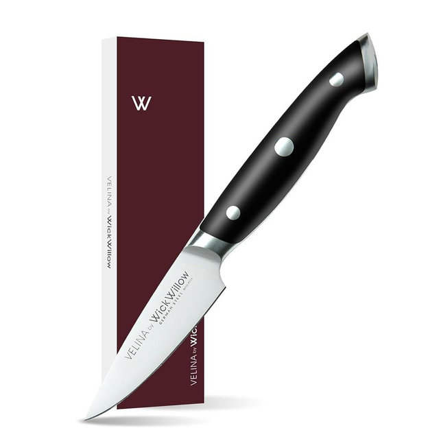 WICKWILLOW 3.5 Inch Paring Knife – Professional German Stainless Steel Small Chef Knife, Ultra Sharp Fruit & Vegetable Peeling Knife for Everyday Kitchen Use – Gift for Home Cooks and Home Chefs