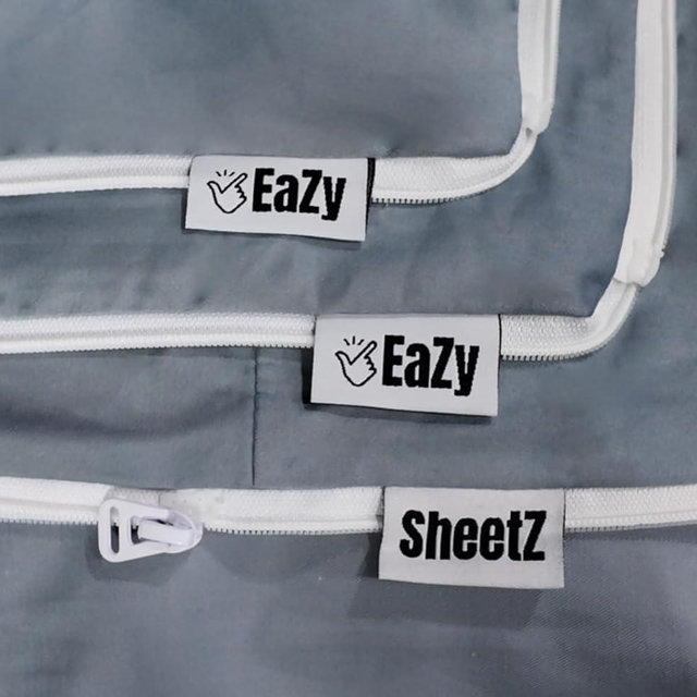 Eazy Sheetz®: Fitted Sheets That Won't Pop Off | Zipper Sheets, Stay-On Sheets, Fitted Zipper Sheets, Zip On Sheet Design (Rain) Silky Cotton - Queen 60X80X10 Standard (9-11 inch Depth) STQ10R