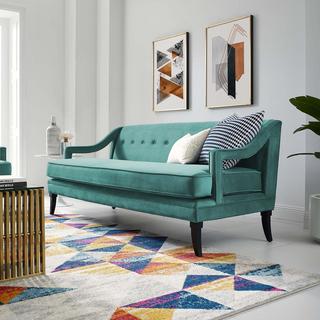 Concur Button Tufted Upholstered Velvet Sofa