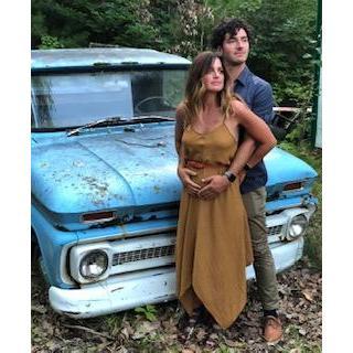 Celebrating Polly and Pete’s wedding. Beaver Island, Michigan with baby Scarlett in my belly