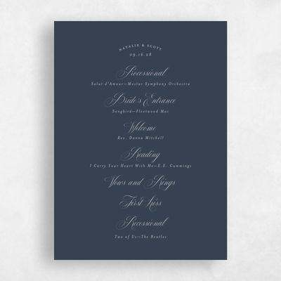 Blue Simple Wedding Program - Marvis