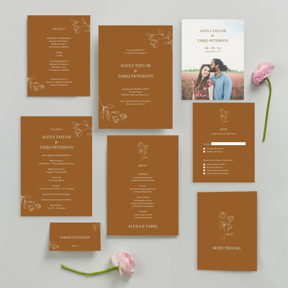 Maywood Classic | Dark Ochre | Zola Wedding Invitations