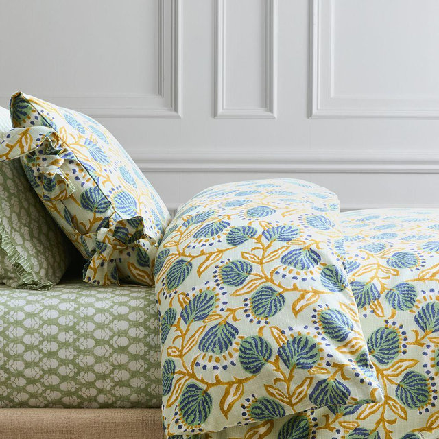 Vine Floral Duvet, Full/Queen, Fog Green