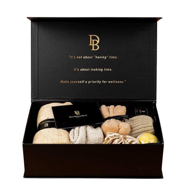 Wellness Box 12pc Self Care Spa Gift Basket for Women - Loving Gift Basket for Mothers Day, Birthday, Best Friend set, Womens Beauty Kit. Luxury Gifts with Scented Candle, Jade Roller, Bath Bomb.