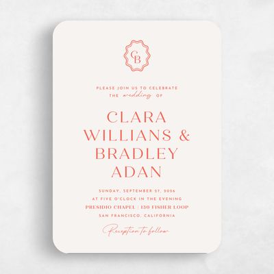 Pink Rounded Wedding Invitation - Petra Portrait