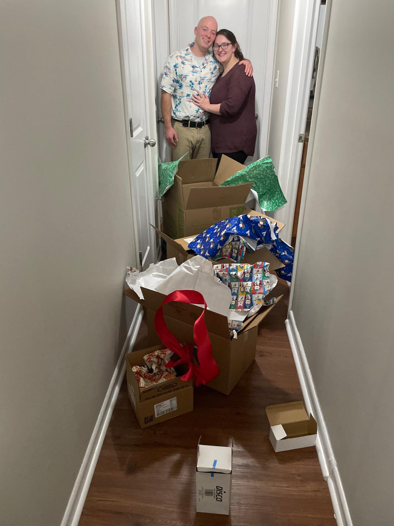 He proposed by wrapping a rubber duck in all these boxes and then at the end pulled the ring out of his pocket!