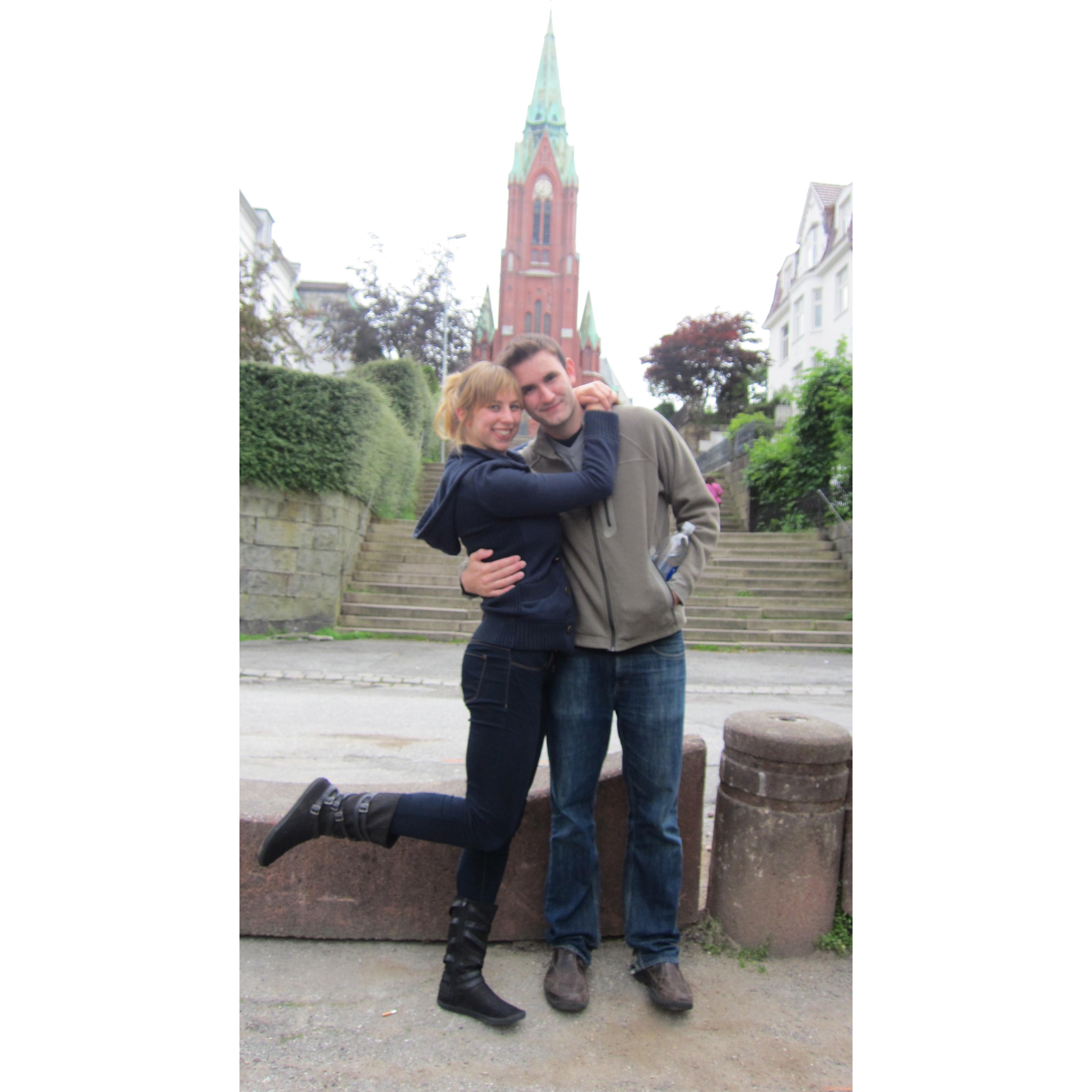 In front of the church where Lauren's Norwegian Grandmother got married