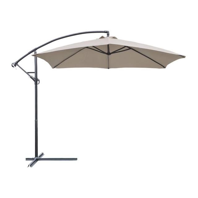 10' x 10' Outdoor Hanging Offset Cantilever Patio Umbrella with Easy Tilt Beige - Devoko