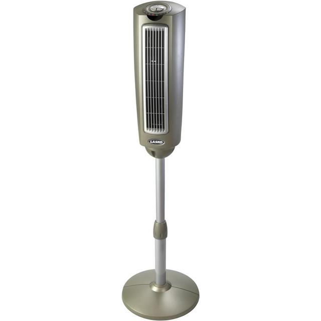 Lasko 52" Space-Saving 3-Speed Oscillating Adjustable Height Pedestal Tower Fan with Remote Control and Timer, Model 2535, Gray