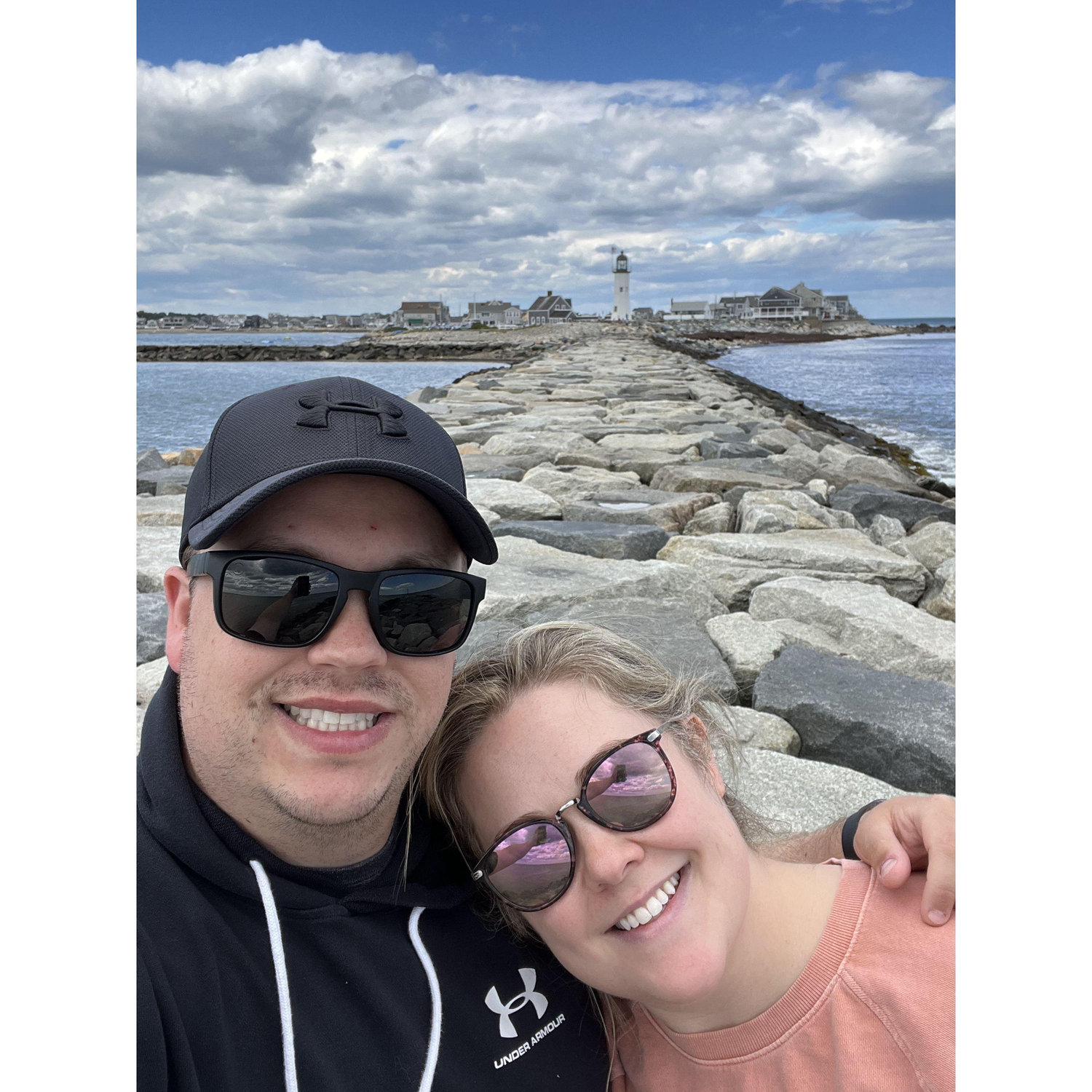 Our first selfie together! A walk at the Scituate lighthouse