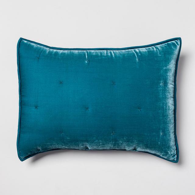 Teal Velvet Tufted Stitch Sham (Standard)- Opalhouse™