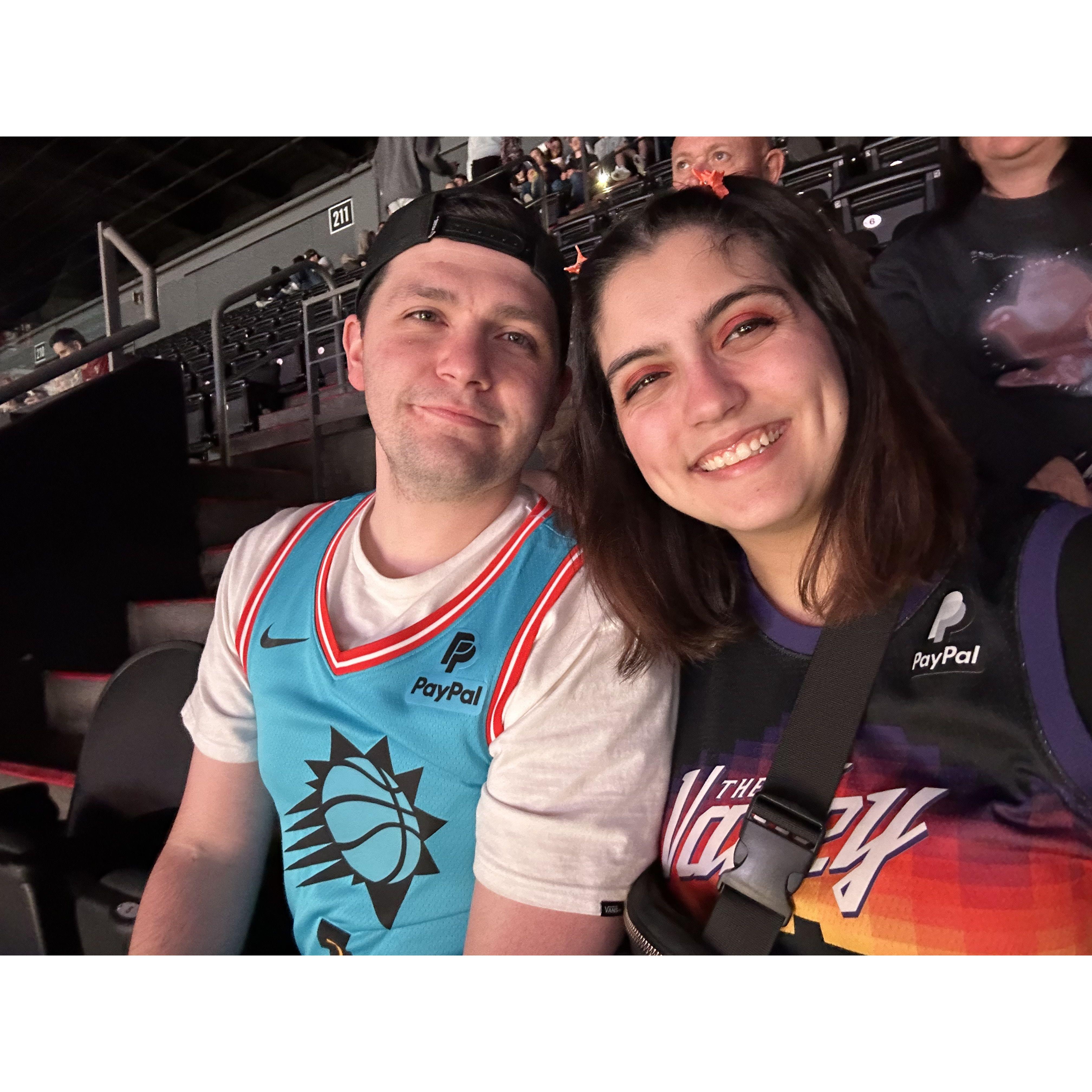 Have to support the home team! The couple loves spending a night repping their teams!