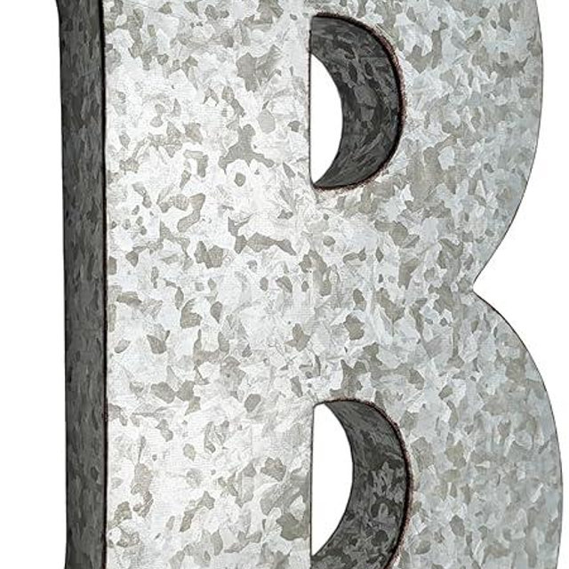 SciencePurchase 20" Metal Letter B Wall Decor, Silver with Rusted Edges, Galvanized Wall Mountable Decoration for Country, Mid-Century, or Farmhouse Themed Room or Event
