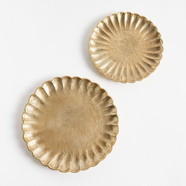 Gold Scalloped Tray Set of 2